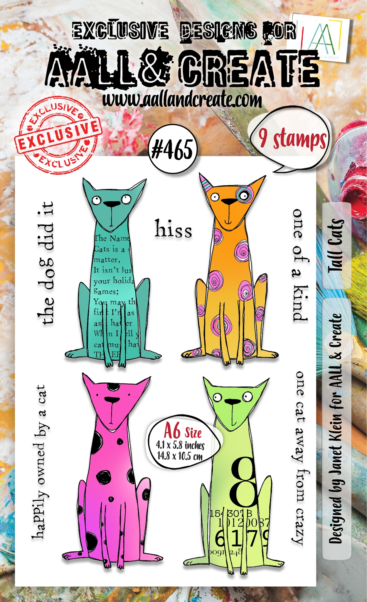 #0465 Tall Cats A6 Clear Stamp Set