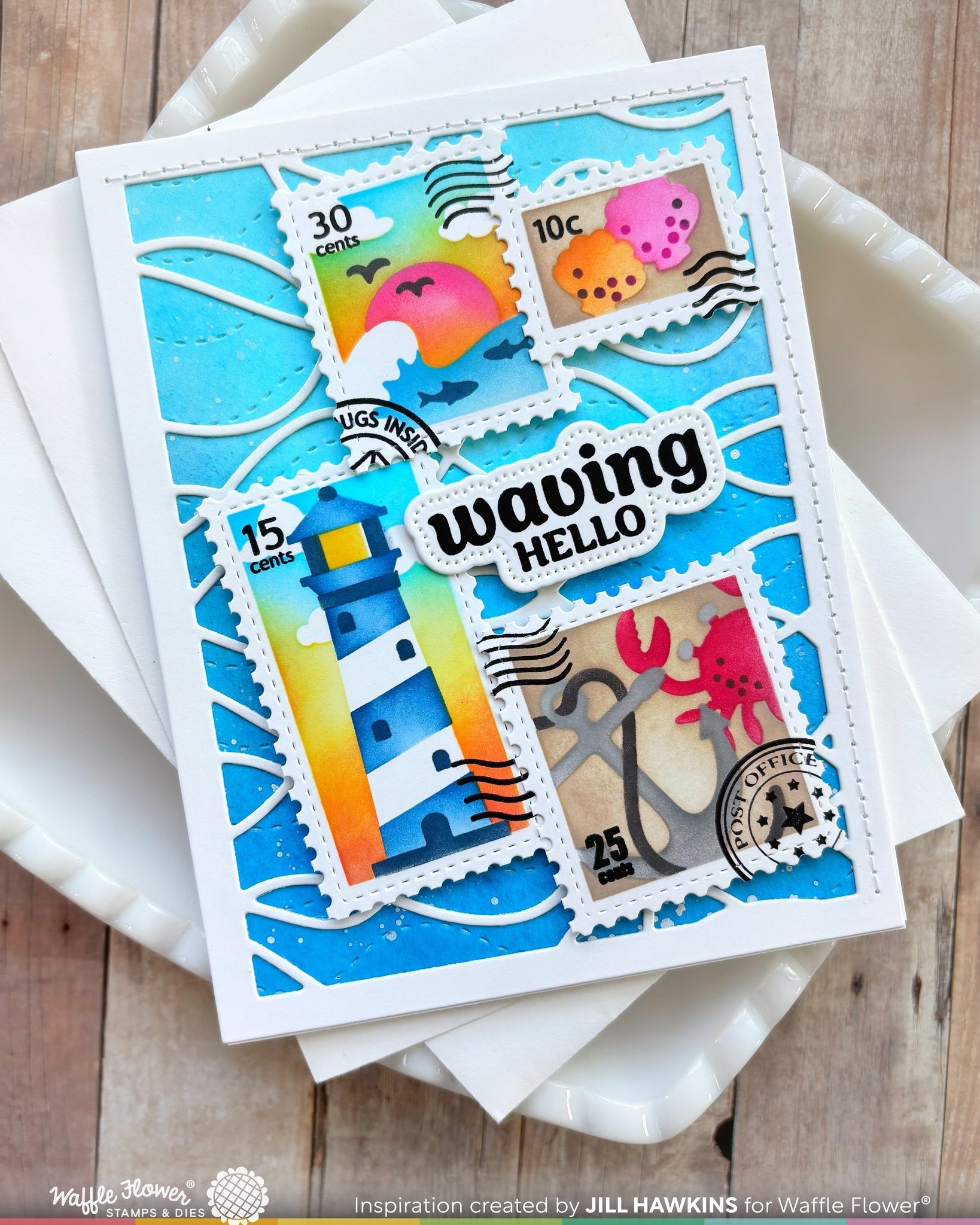 Postage Collage Coastal Stencil