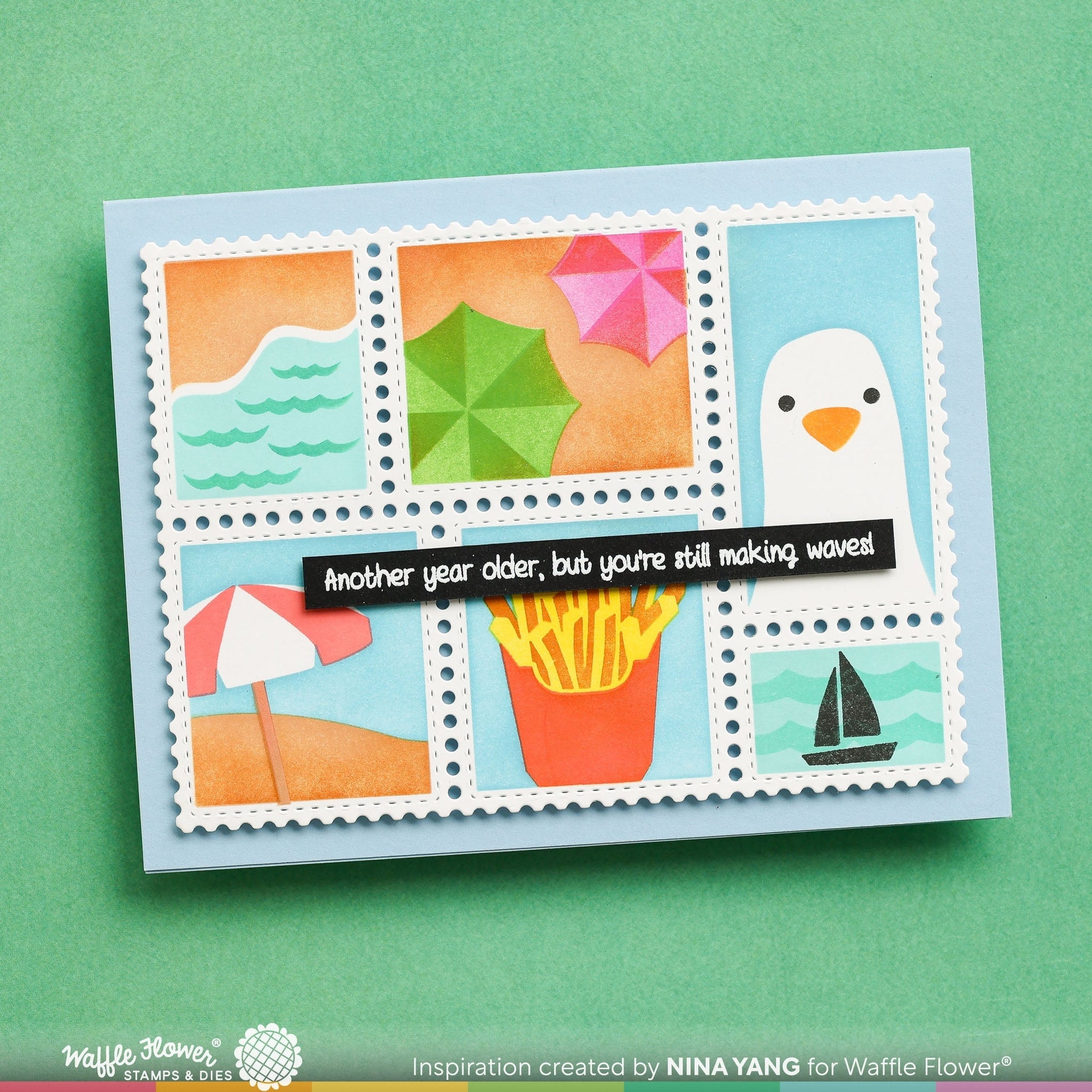 Postage Collage Beach Days Stencil