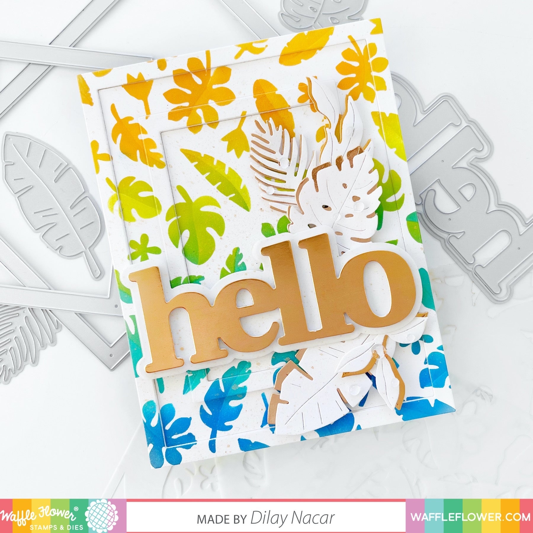 Half-half Tropical Leaves Stencil Duo