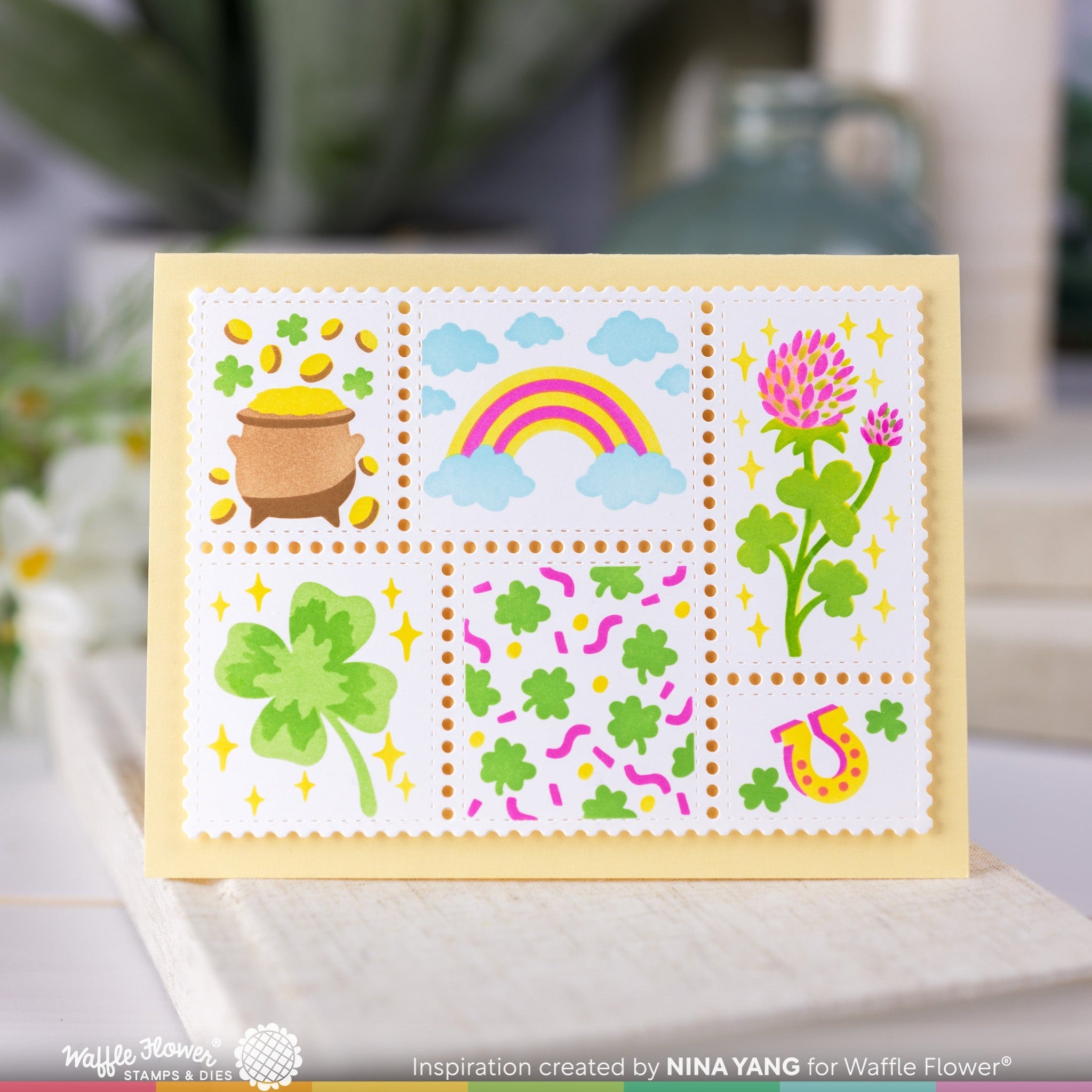 Postage Collage Lucky Stencil Trio