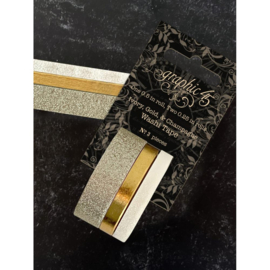 Ivory, Gold & Champagne Glitter & Gloss Washi Tape Set