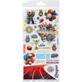 Level Up; Sports Rub-On Transfer Set 6"X12"