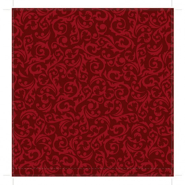 Patterned single-sided red damask