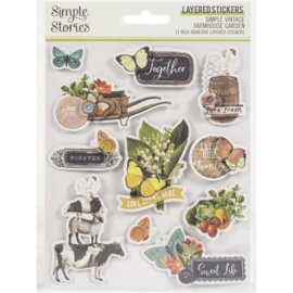 Simple Vintage Farmhouse Garden Layered Stickers