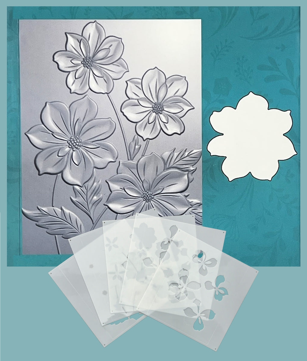 Ruffled Blooms 3D Embossing Folder, Die and Stencil