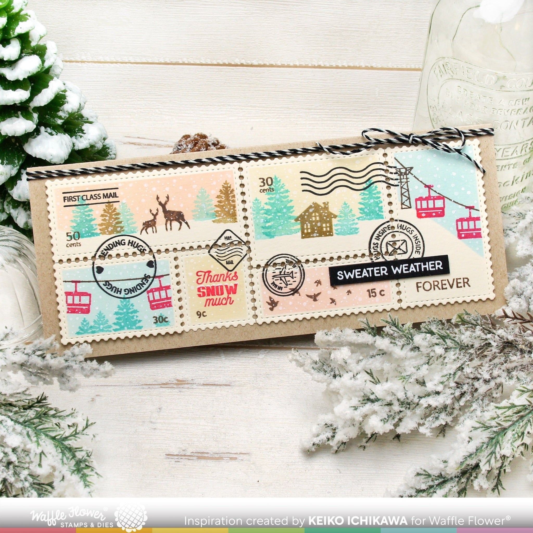 Postage Collage Slimline Blocks Stencil