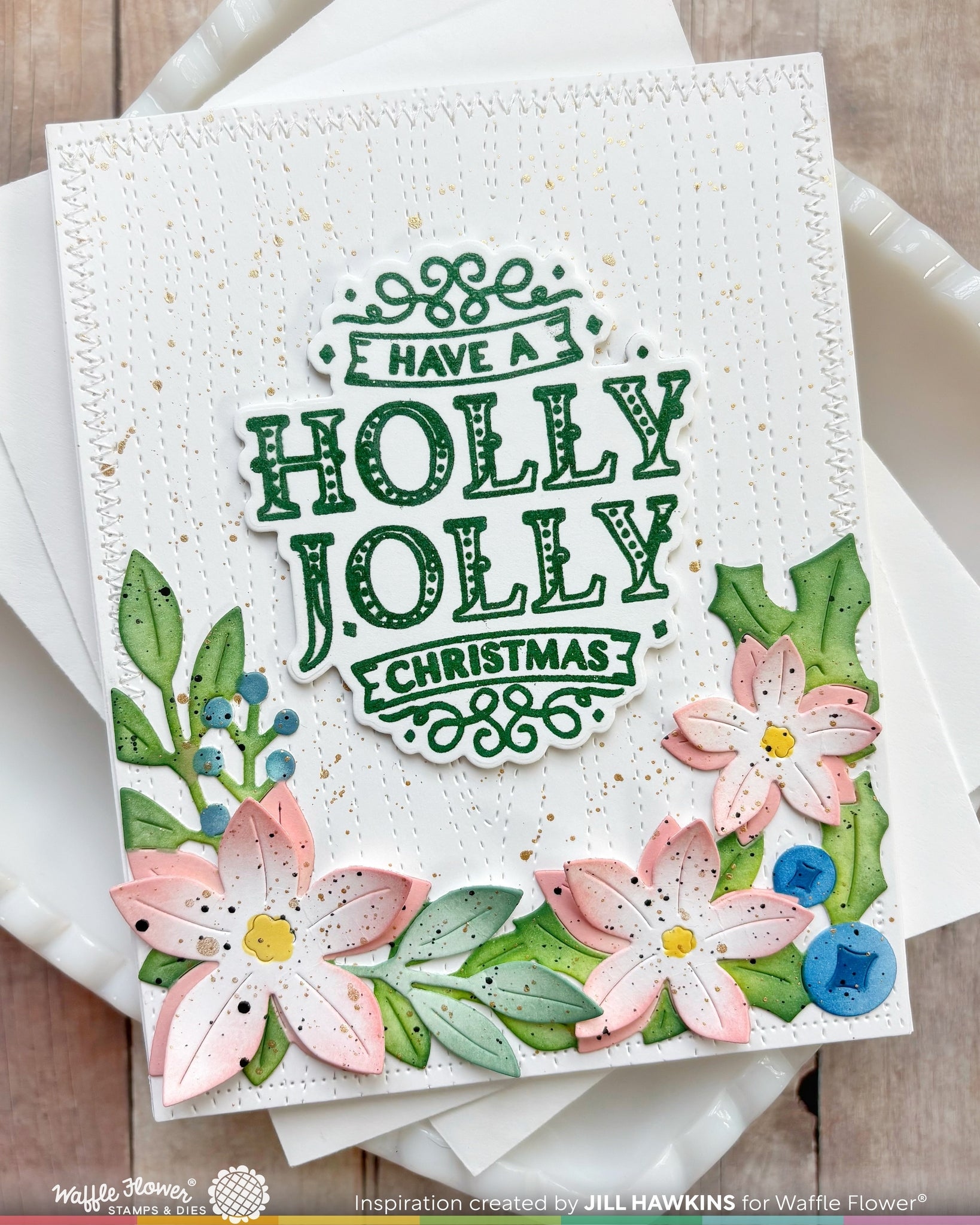 Poinsettia Frame Sentiments Matching Die
