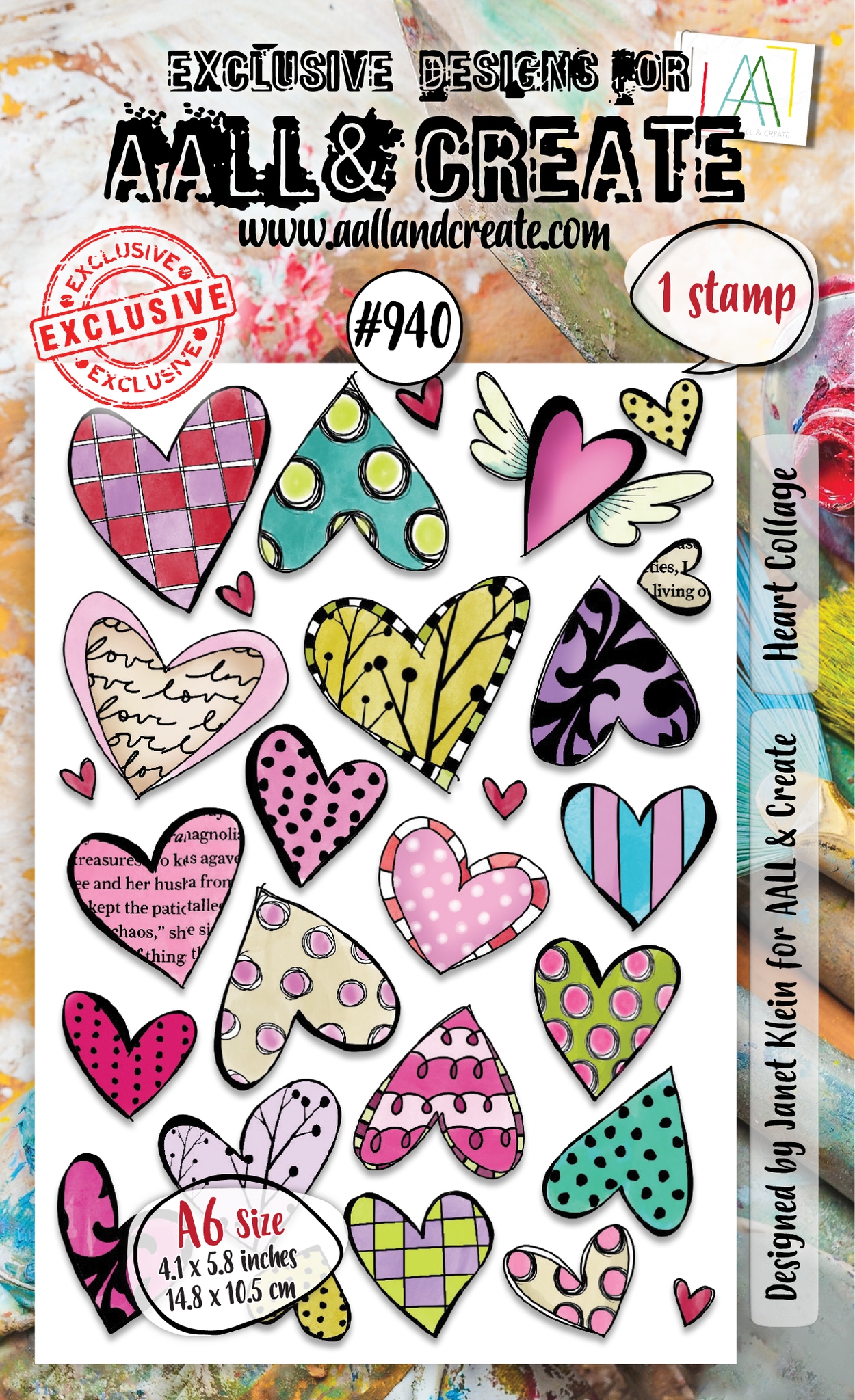 #0940 Heart Collage A6 Stamp Set
