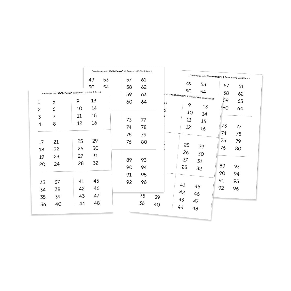 Printed Numbers for Ink Swatch 1x0.5 Die (2 sets of 1-96)
