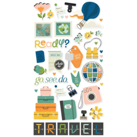 Happy Travels Chipboard Stickers