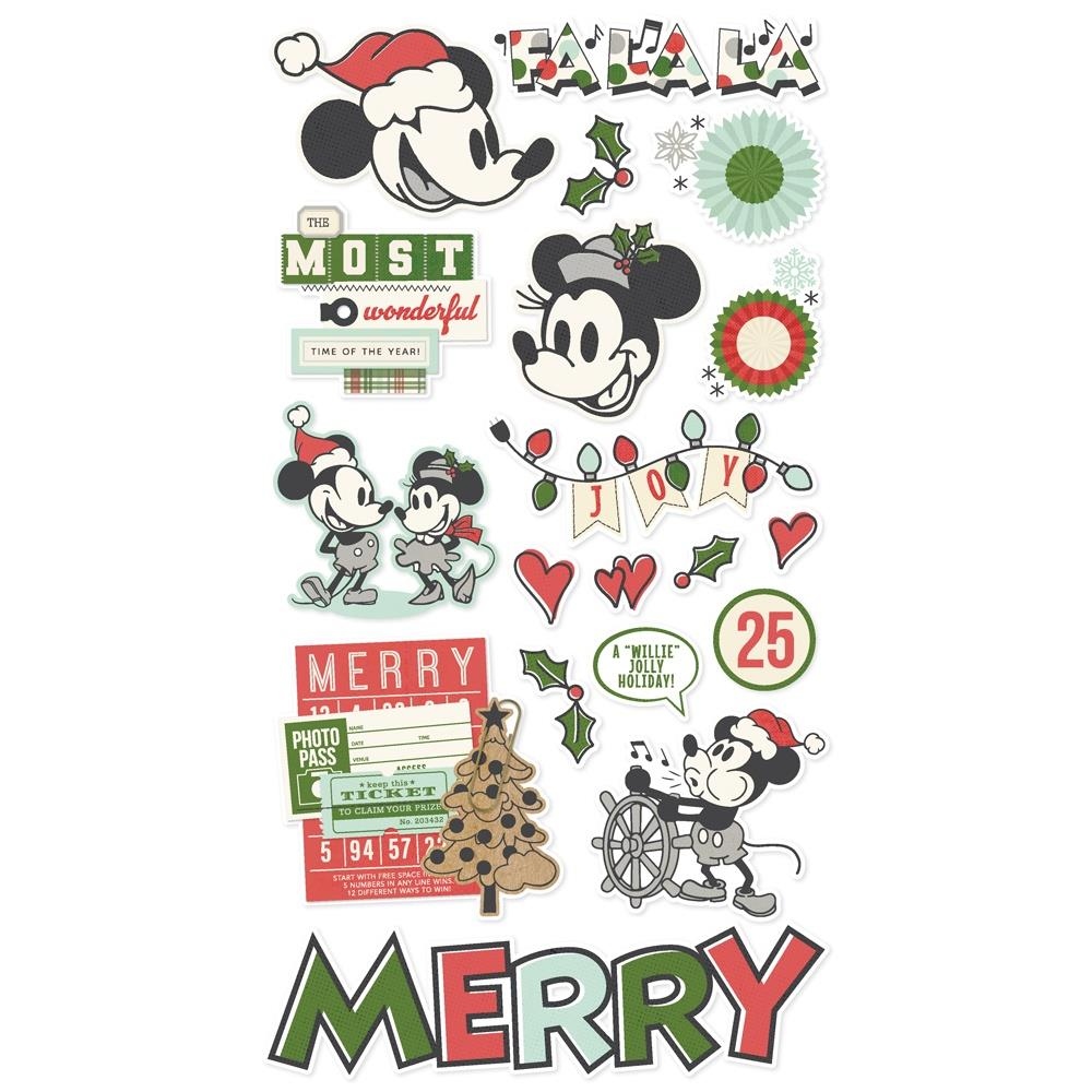 Say Cheese Classic Mouse Christmas Chipboard Stickers 6"X12"