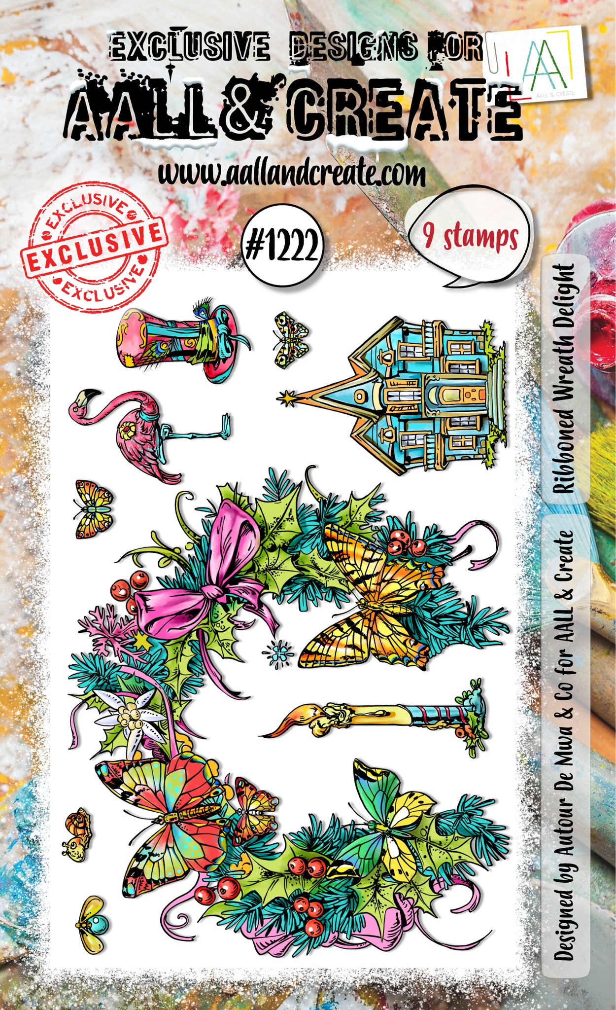 #1222 Ribboned Wreath Delight A6 Stamp Set