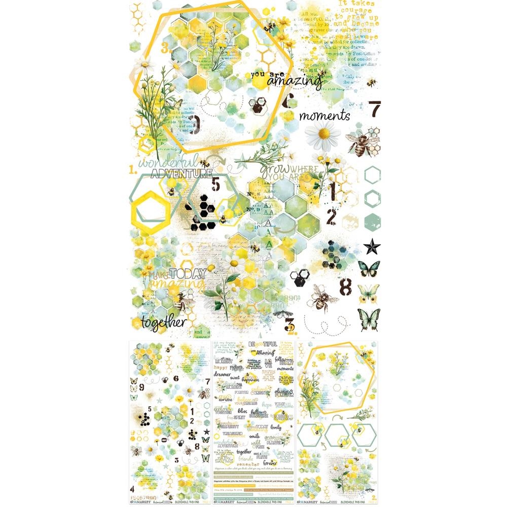 Botanical Buzz Rub-On Transfer Set 6"X12"