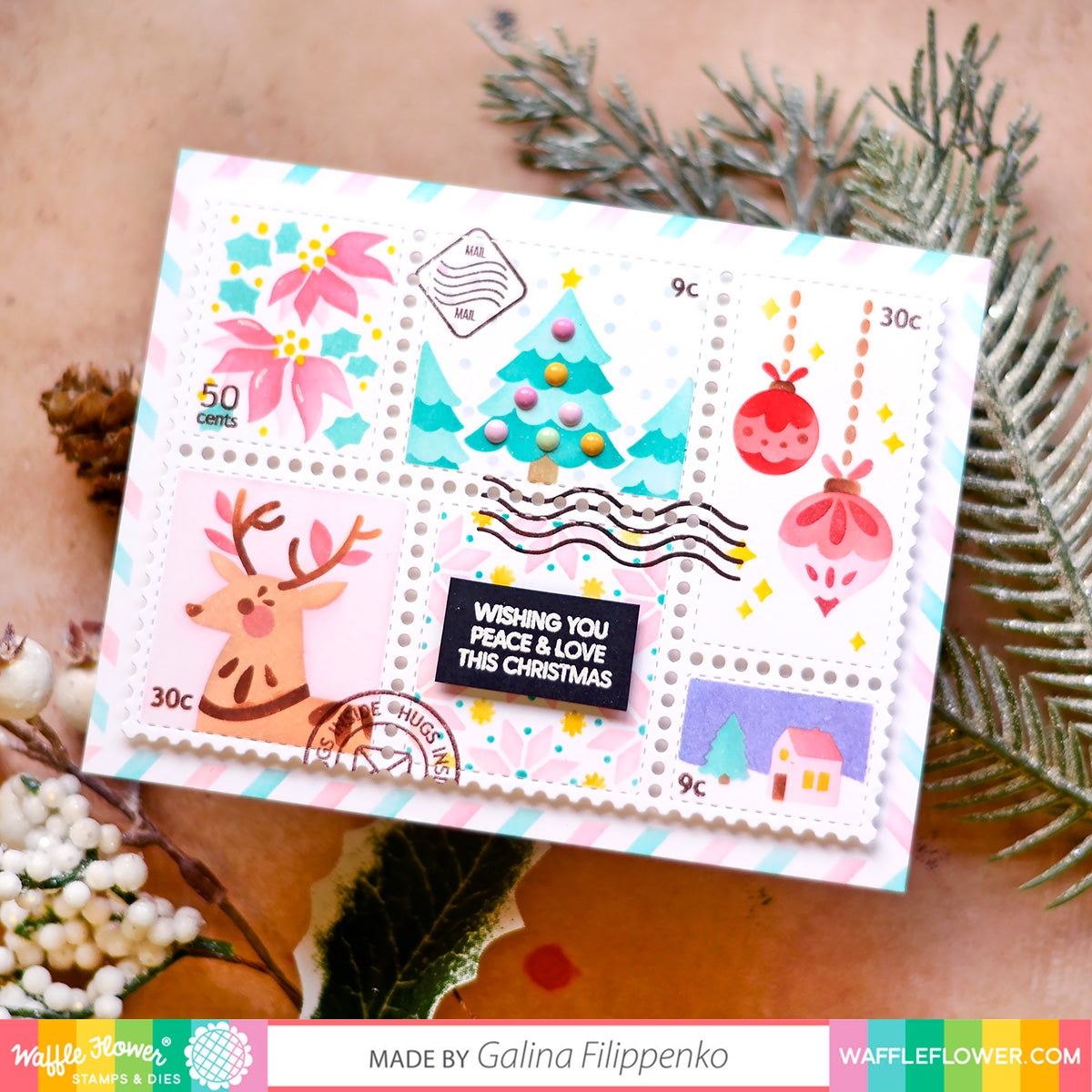 Postage Collage Coloring Stencil