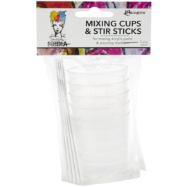 Dina Wakley Media Mixing Cups & White Stir Sticks 5/Pkg