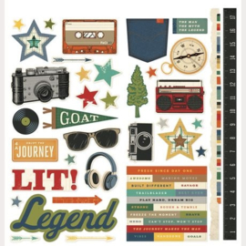 Rustic Legend Icon Cardstock Stickers 12"X12"