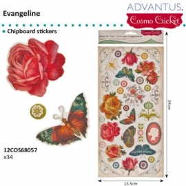 Evangeline chipboard stickers x34