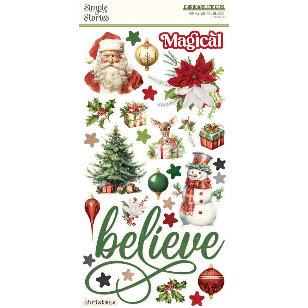 Believe Chipboard Stickers 6"X12"