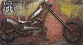 Metalen 3-d schilderij (  Motor route 66 )   70 x 140 cm