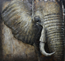 Metalen 3-d schilderij (  Olifant )