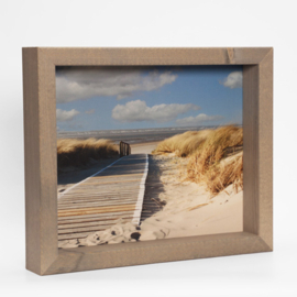 Strandafbeelding ( Strandpad ) met houten lijst