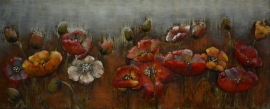 Metalen 3-D  Schilderij  (    Bloemen  60 x 150 cm )