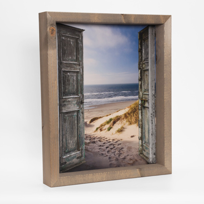 Strandafbeelding ( deur) met houten lijst
