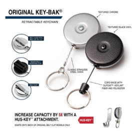 KEY-BAK ORIGINELE SERIE UITTREKBARE SLEUTELHANGER - CHROOM - RIEMCLIP