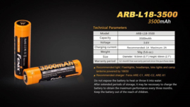 Fenix 18650 oplaadbare batterij 3500mAh