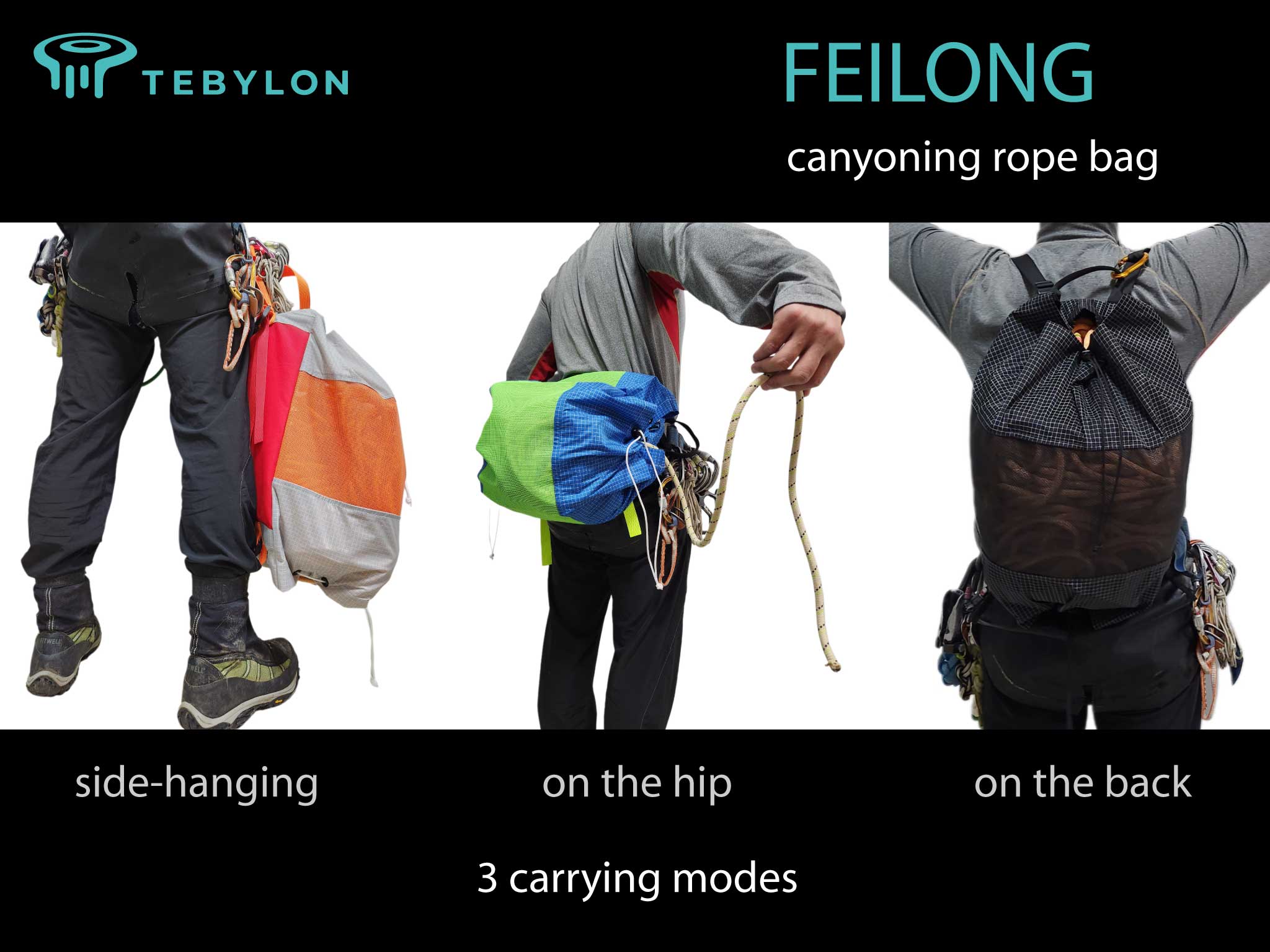 TEBYLON FEILONG canyoning touwtas met dubbele uiteinden