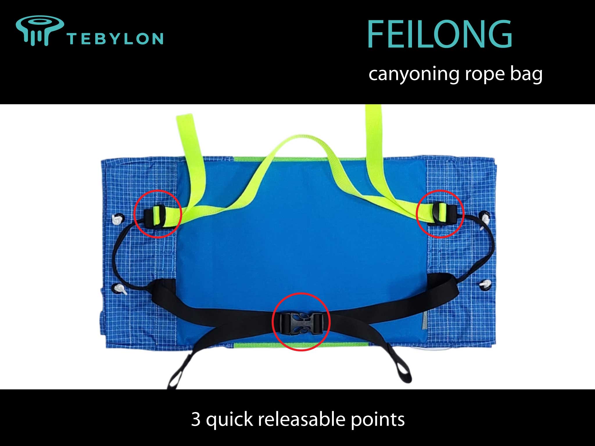 TEBYLON FEILONG canyoning touwtas met dubbele uiteinden