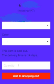 What does "This item is sold out. Delivery time is X days" on the shopping card?