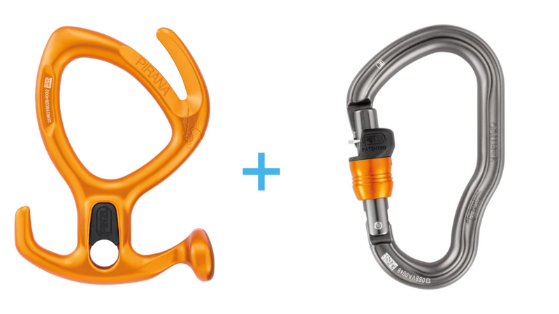 Petzl Pirana Orange + Vertigo Wire-Lock