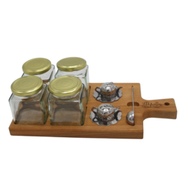 theeplank met 2 theezeefjes goud
