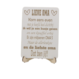 tekstbord op standaard lieve oma