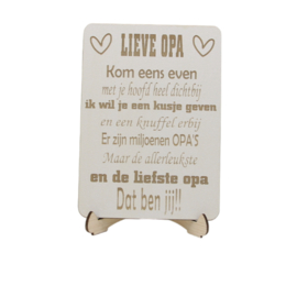 tekstbord op standaard lieve opa
