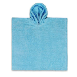 poncho blauw L evt. met naam geborduurd