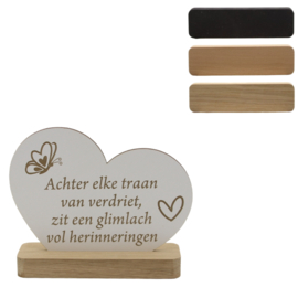 tekstgedenkplankje achter elke traan van verdriet