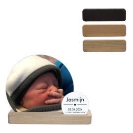 Fotoplankje met geboorte gegevens hart