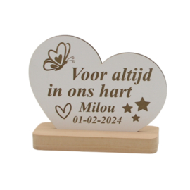 tekstgedenkplankje met naam en datum
