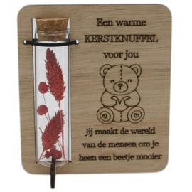 houten kaartje een fijne kerstknuffel