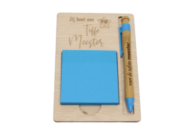 penhouder met pen en notitieblok toffe meester