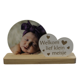 Fotoplankje klein met tekst welkom lief klein meisje