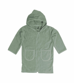 badjas 1-2jaar stone green met rits  evt. met naam geborduurd