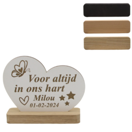 tekstgedenkplankje met naam en datum