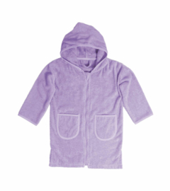 badjas 1-2jaar lavender met rits  evt. met naam geborduurd