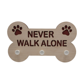 hondenkapstok 3 haken never walk alone