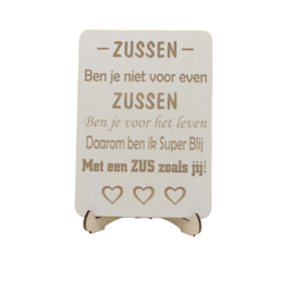 tekstbord op standaard zussen