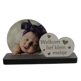 Fotoplankje klein met tekst welkom lief klein meisje